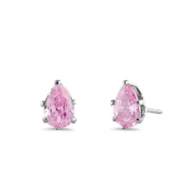 0.8ct Sterling Silver Pink Pear CZ Stud Earrings 6mm x 4mm