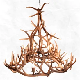 12 Light Tall Elk Wagon Wheel Chandelier