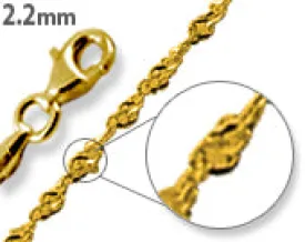 14K Gold Plated Sterling Silver Singapore Twist Chain 2.2MM