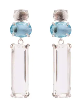 2-in-1 Clear Quartz & Blue Quartz Earrings