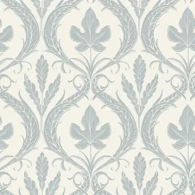 Adirondack Damask Wallpaper in Smoky Blue/Beige from Damask Resource Library