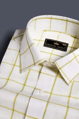 Astra Cream and Husk Yellow Windowpane Premium Cotton Shirt