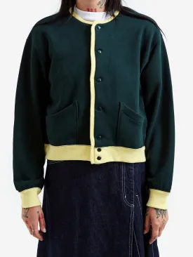 Beams Boy 2 Tone Sweat Cardigan - Dark Green