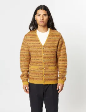 Beams Plus Double Jacquard Cardigan - Mustard