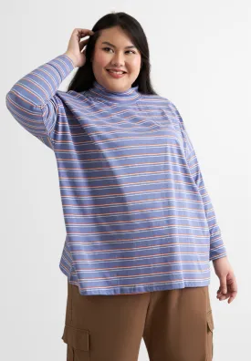 Billie Cotton High Neck Stripes Jumper Tee