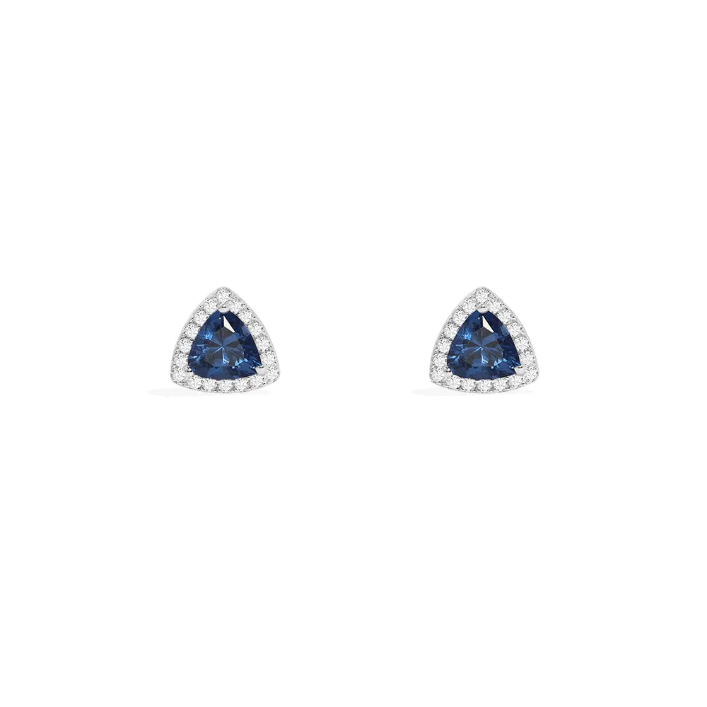 Blue Triangle Pavé Stud Earrings