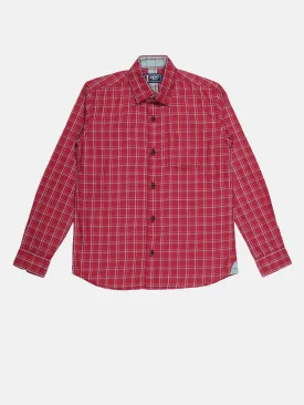 BOY'S PINK CHECK SLIM FIT SHIRT