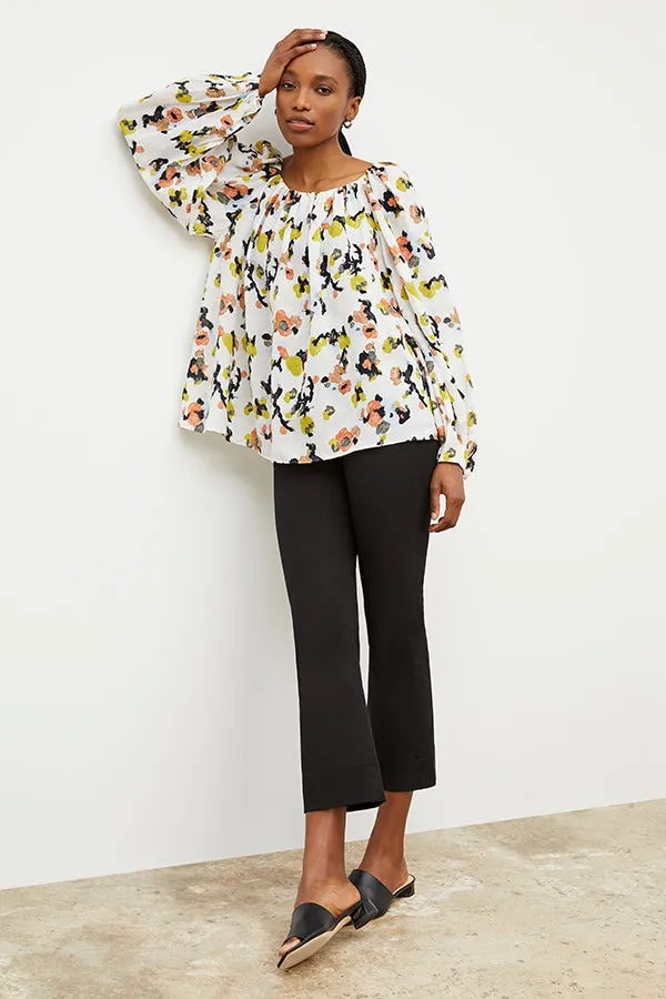 Camilla Top - Meadow Print Linen :: Multicolor