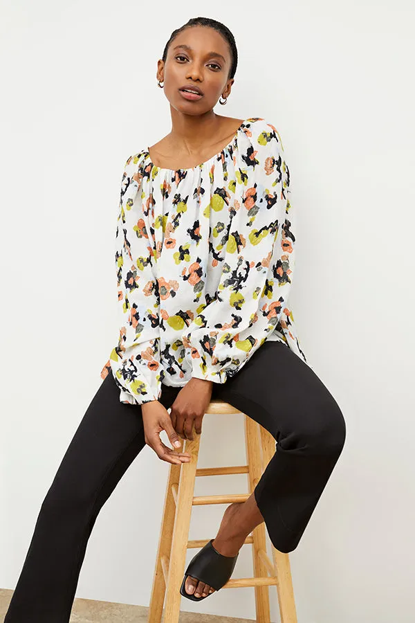 Camilla Top - Meadow Print Linen :: Multicolor