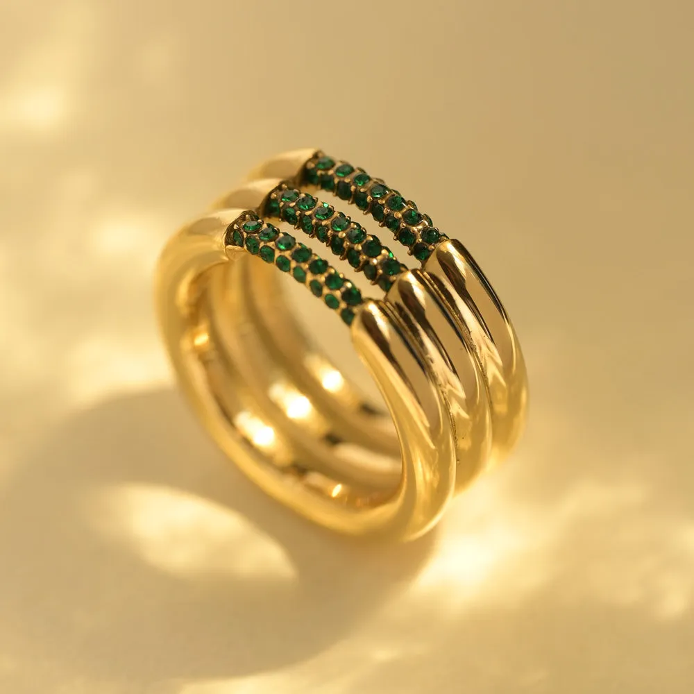 Emerald Layered Harmony Ring