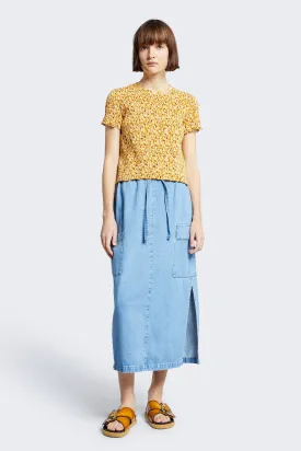 Esteem Denim Skirt Light Blue