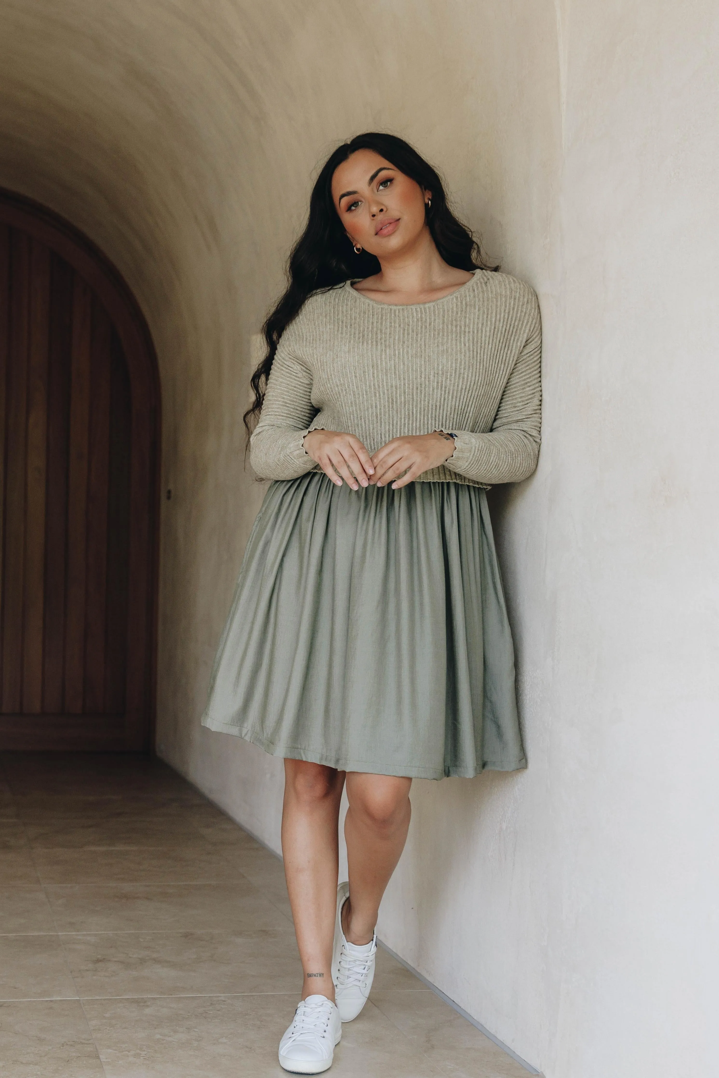 FINAL SALE Lunar Knit Dress in Walnut