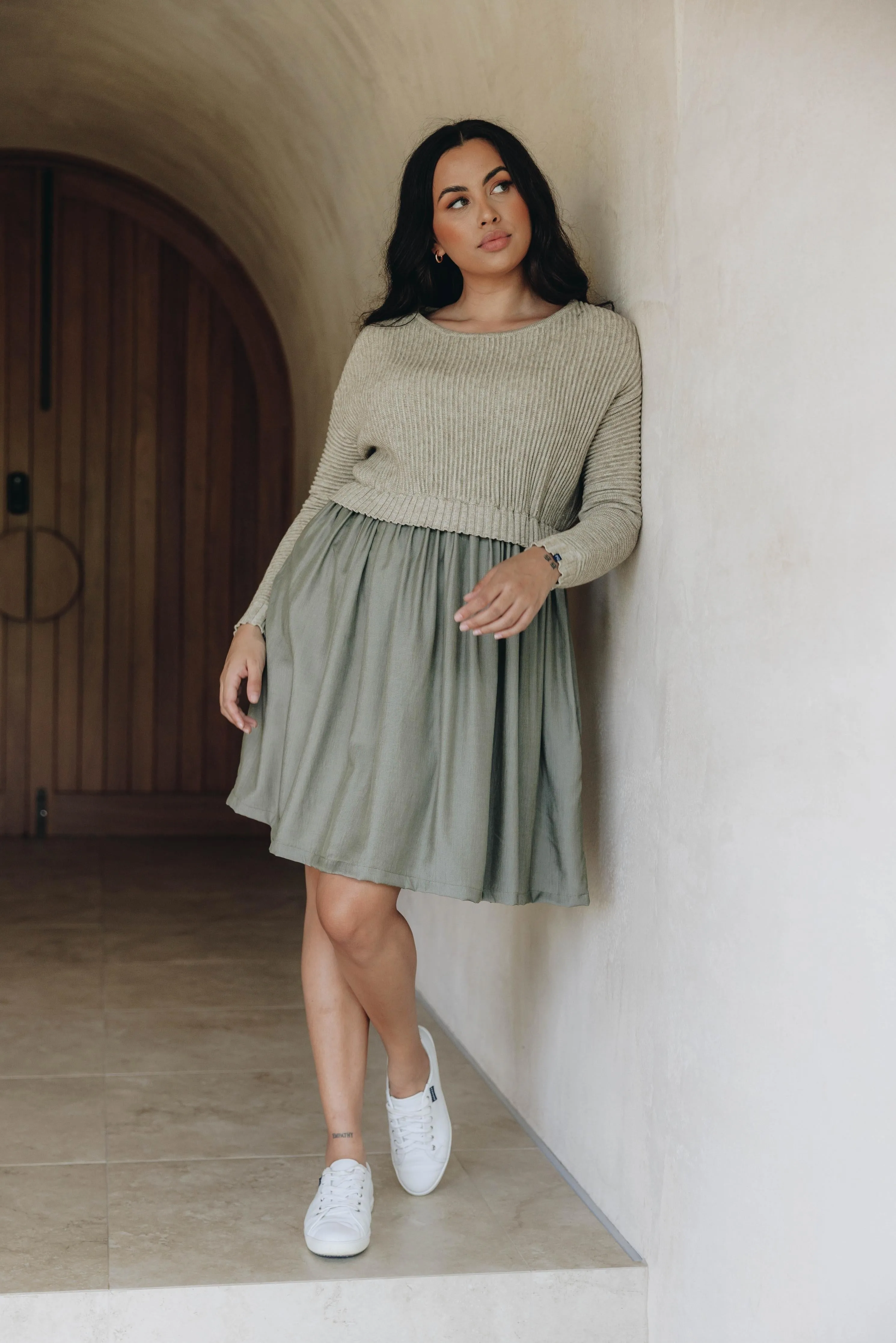 FINAL SALE Lunar Knit Dress in Walnut