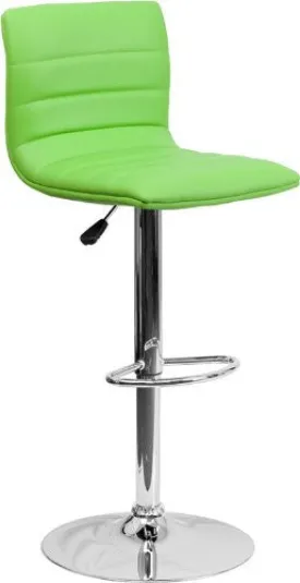 FLASH FURNITURE 2-PACK CONTEMPORARY VINYL ADJUSTABLE HEIGHT BAR STOOL WITH CHROME BASE, 44-INCH, GREEN