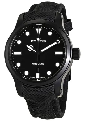 Fortis Shoreliner Lighthouse Automatic Black PVD Black Dial Black Textile Strap Date Divers Mens Watch F4020004