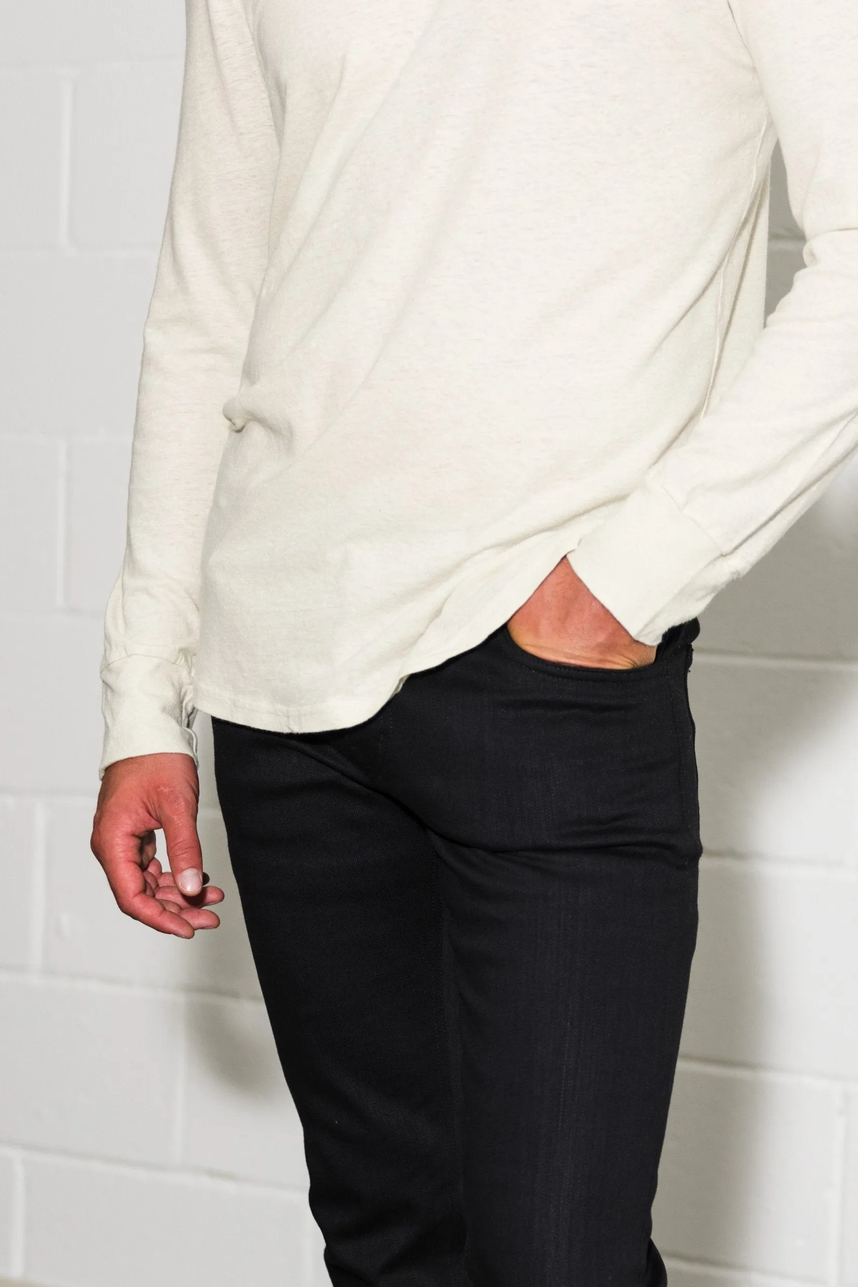 Men's Linen Blend Wide Cuff Long Sleeve Tee