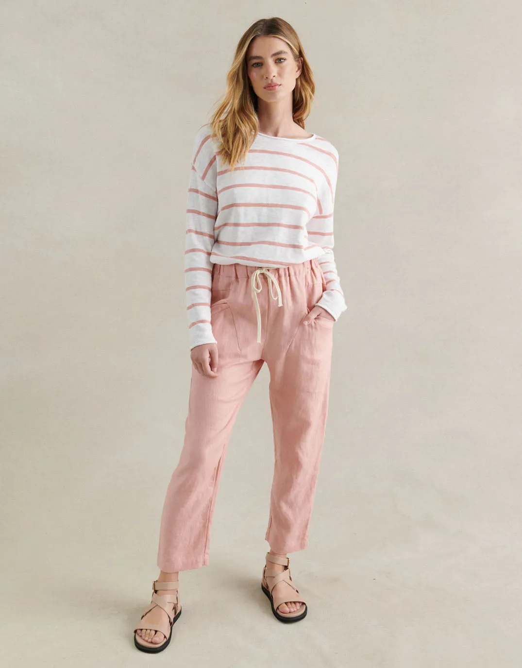 Minnie Top - White/Peach Stripe