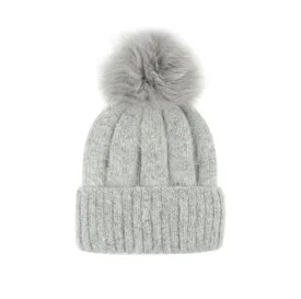 Mitchie's | Knitted Angora Wool Hat with Fox Pom