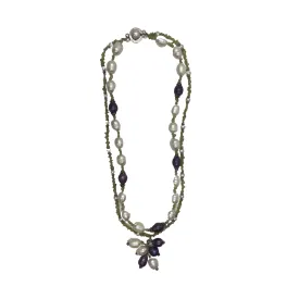 NECKLACE Double Strand Crystal Beads & Pearls