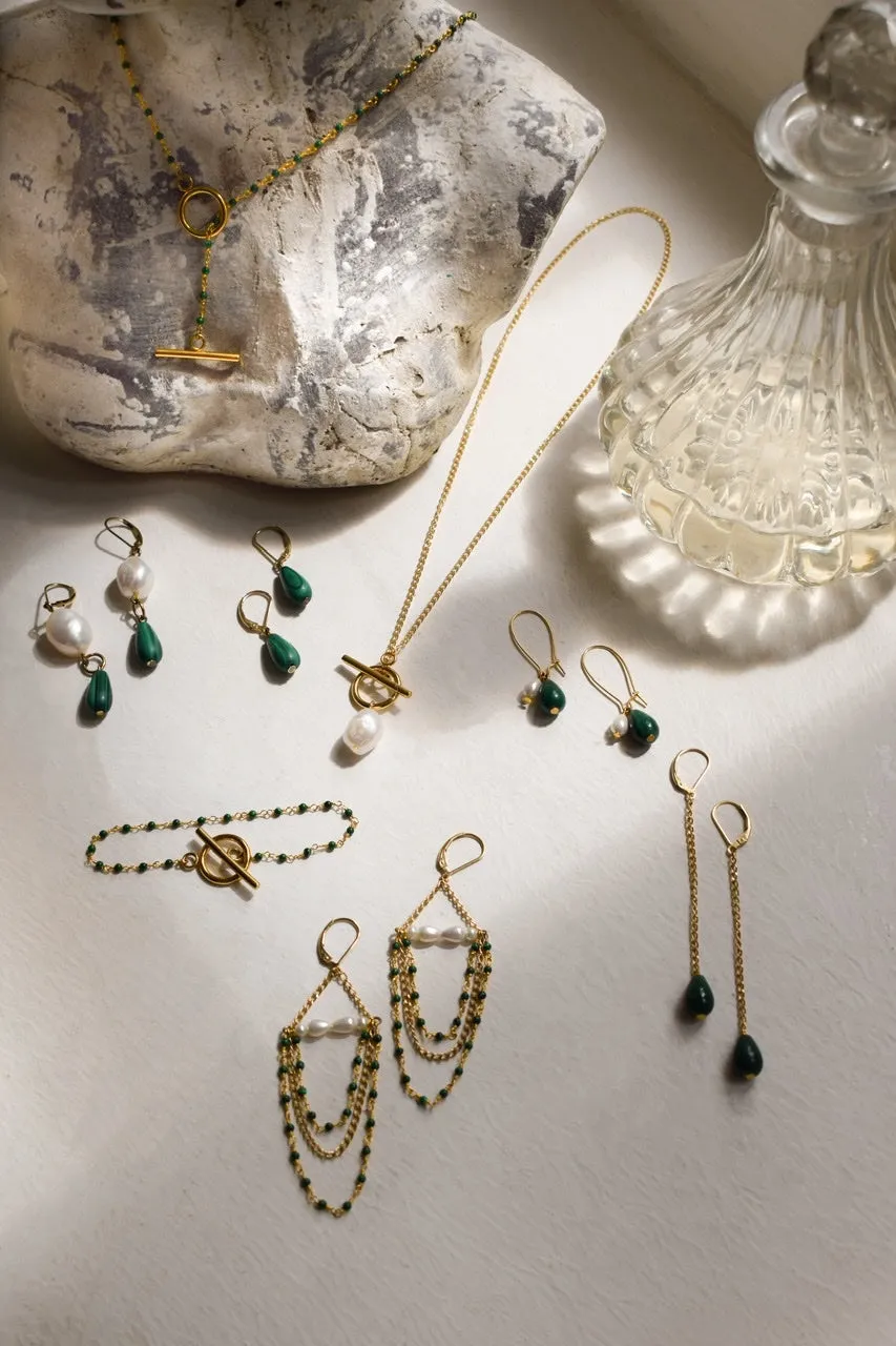 Penelope Malachite Swing Earrings