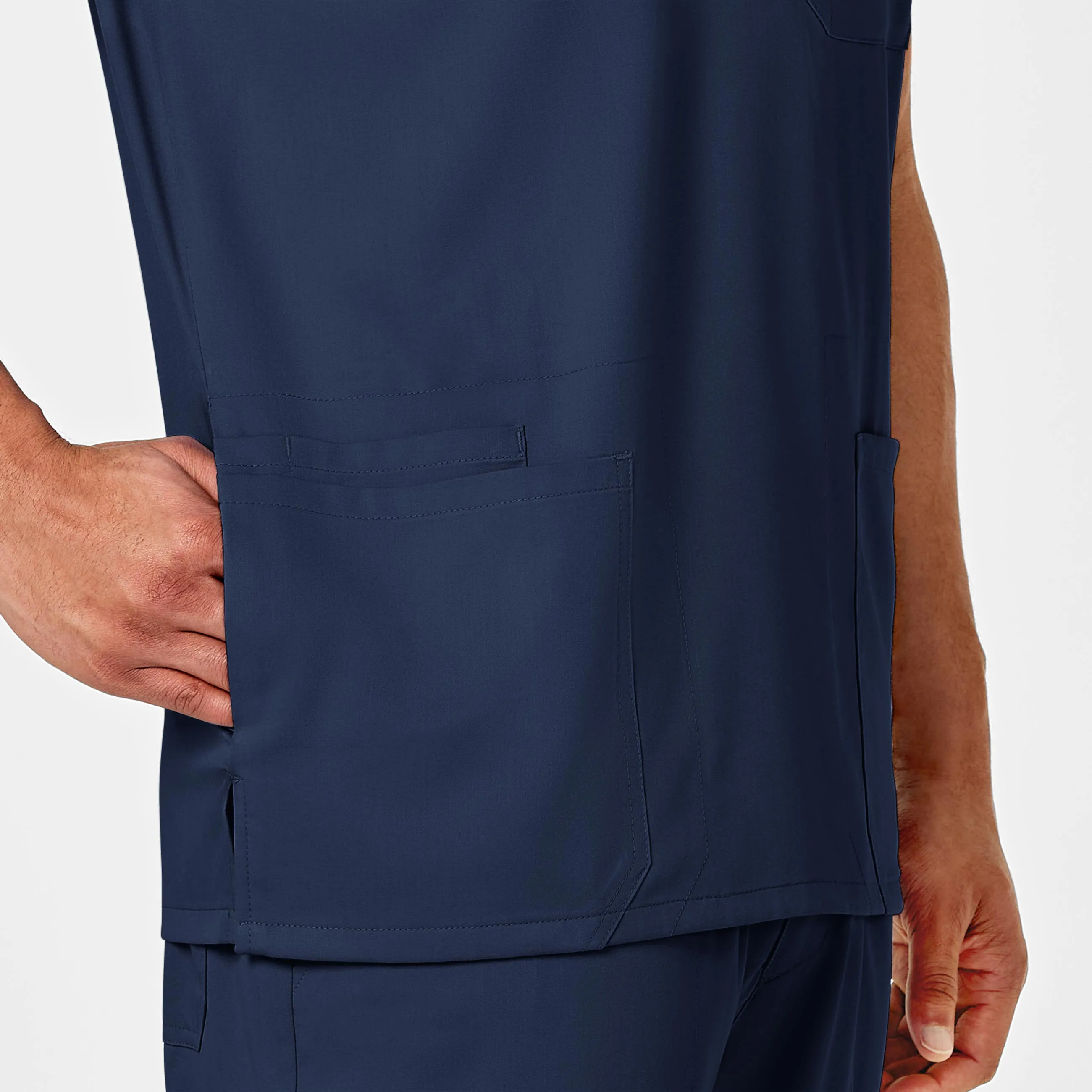 PRO Men's Multi-Pocket V-Neck Scrub Top - Navy