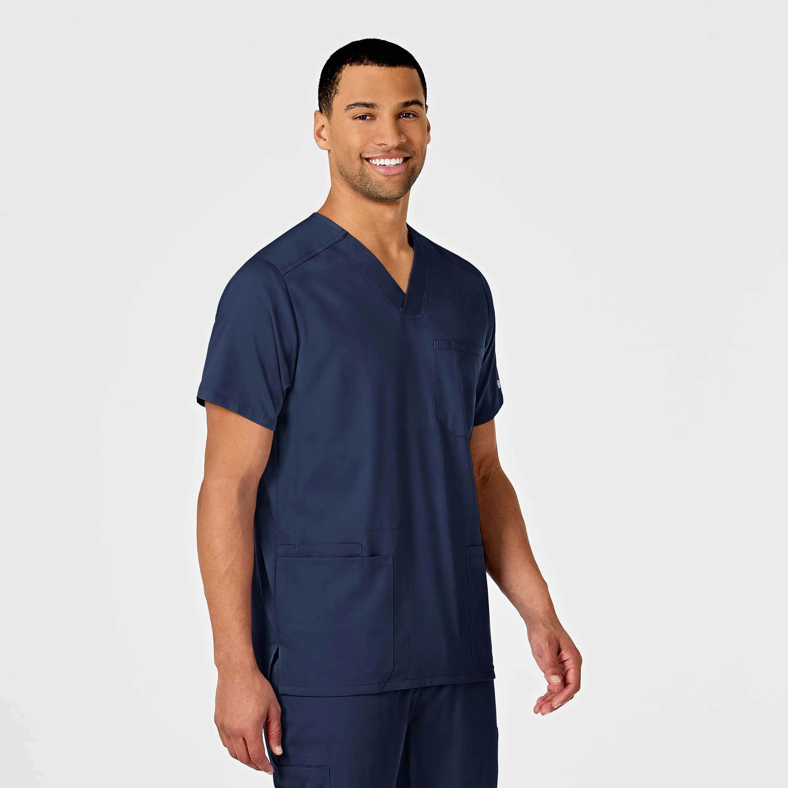 PRO Men's Multi-Pocket V-Neck Scrub Top - Navy