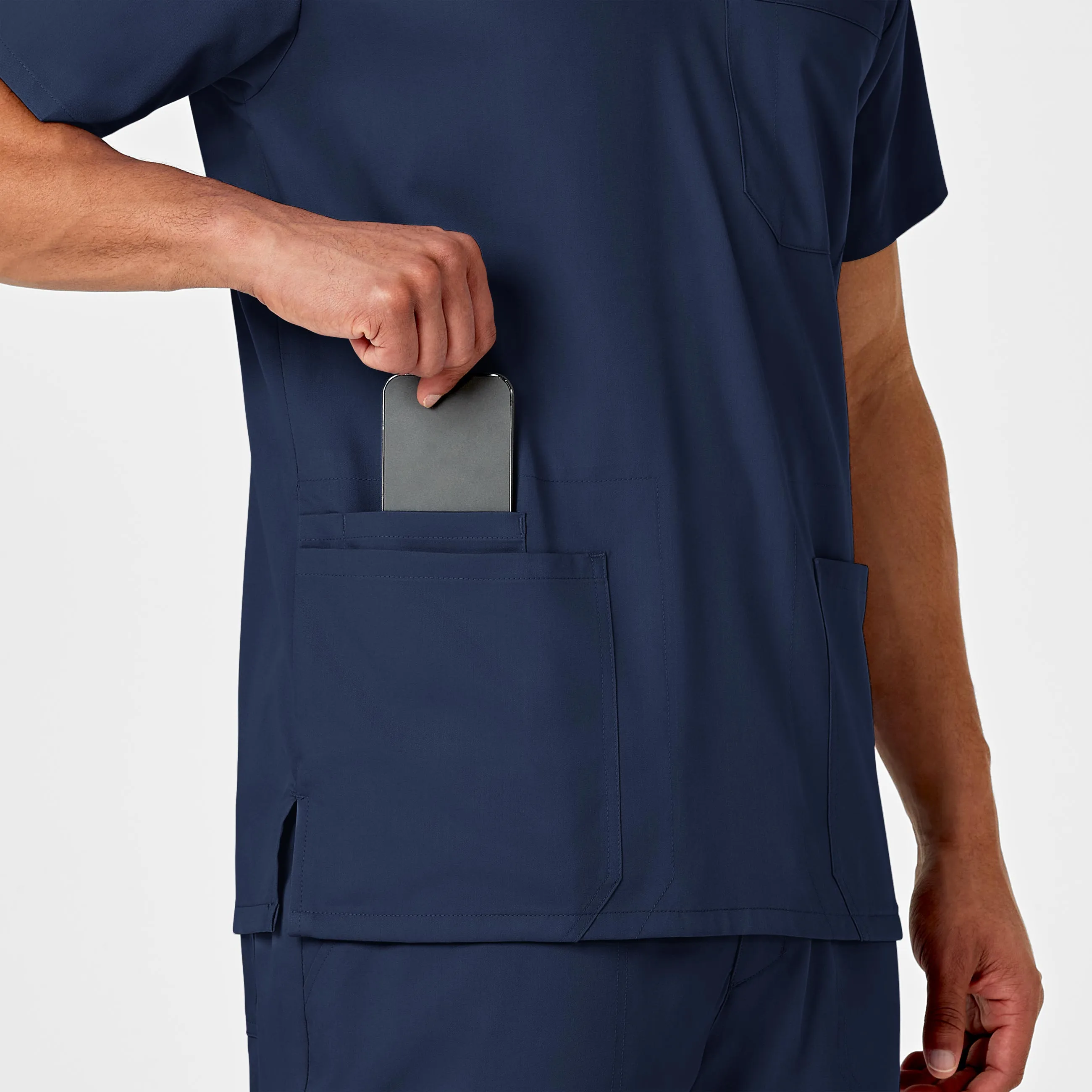 PRO Men's Multi-Pocket V-Neck Scrub Top - Navy