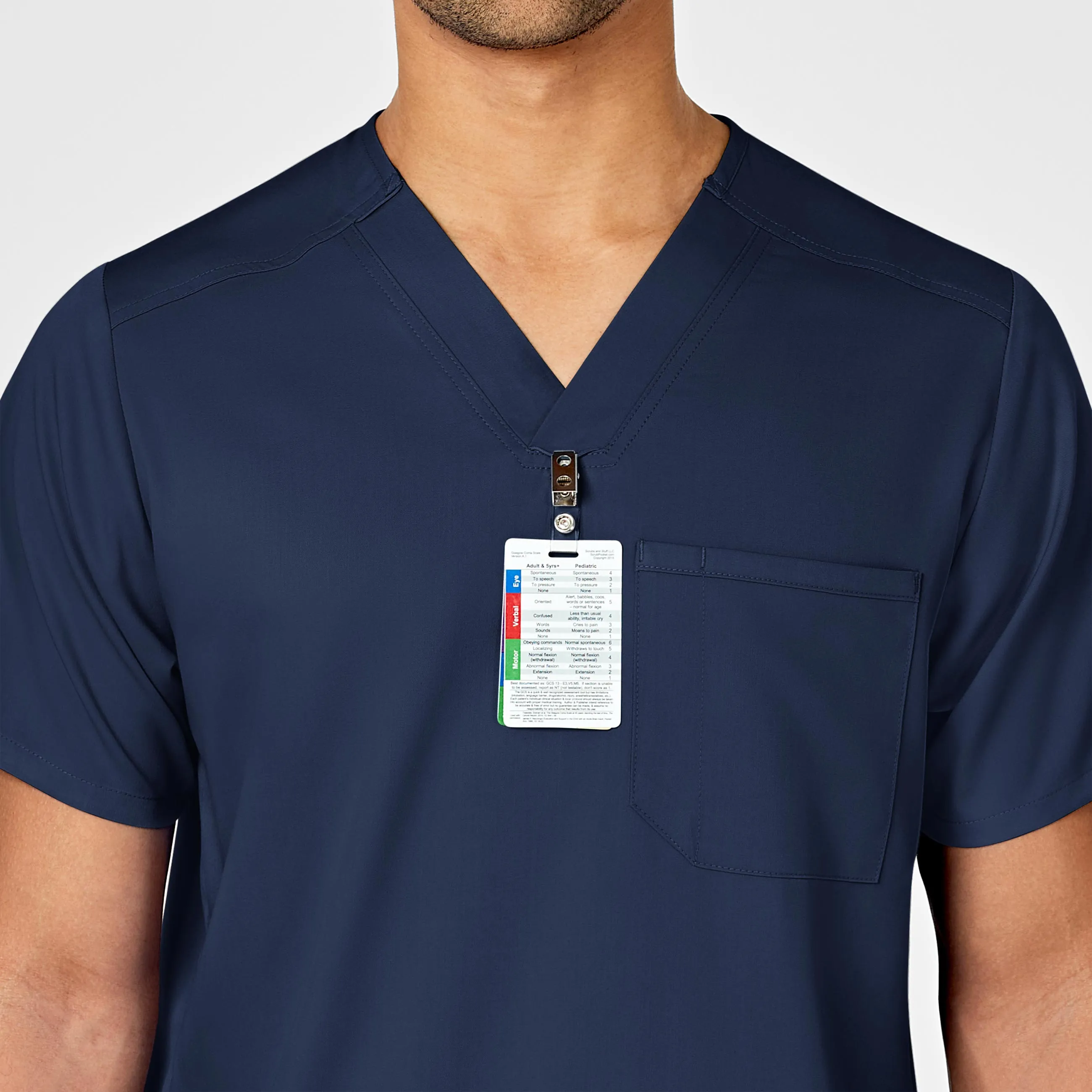 PRO Men's Multi-Pocket V-Neck Scrub Top - Navy