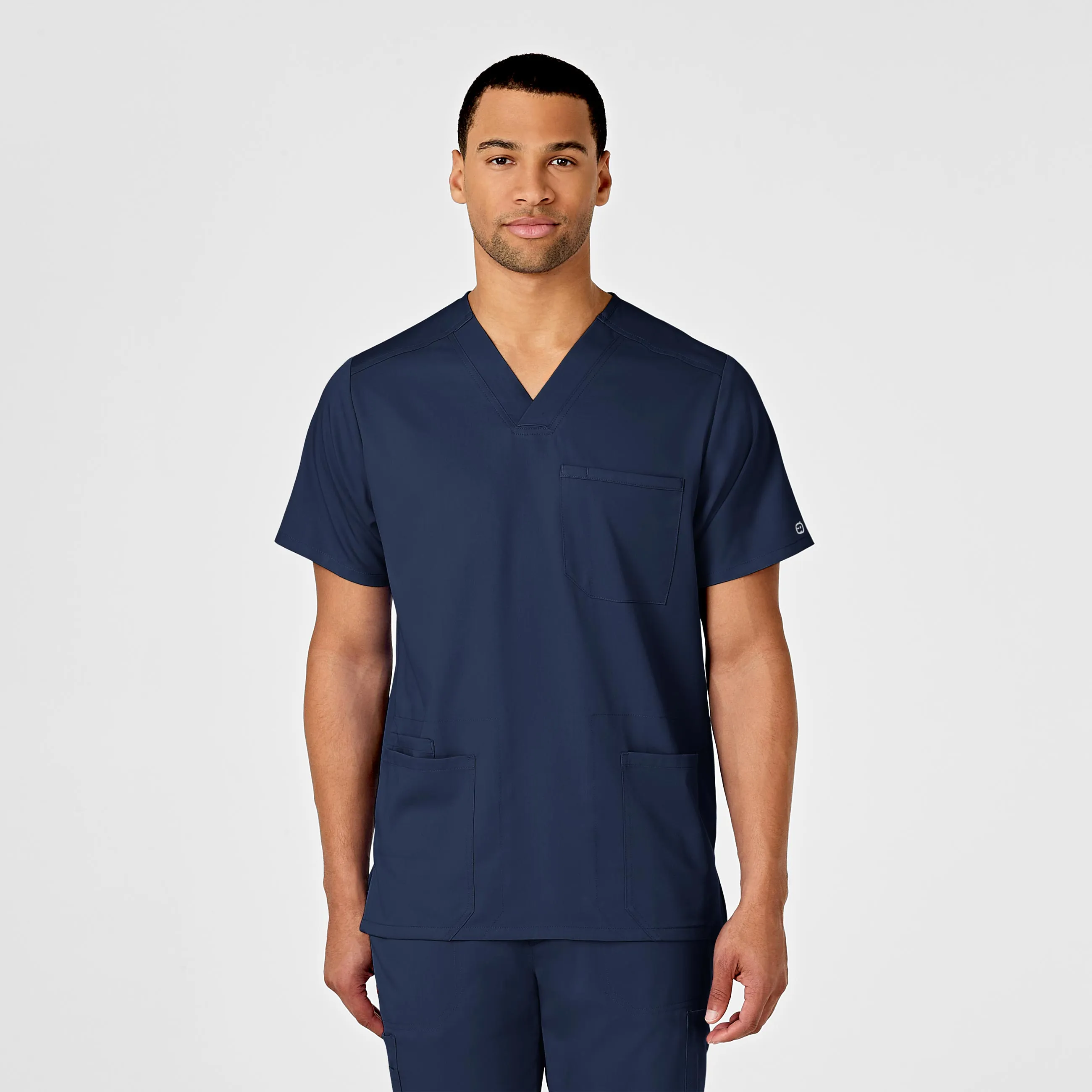 PRO Men's Multi-Pocket V-Neck Scrub Top - Navy