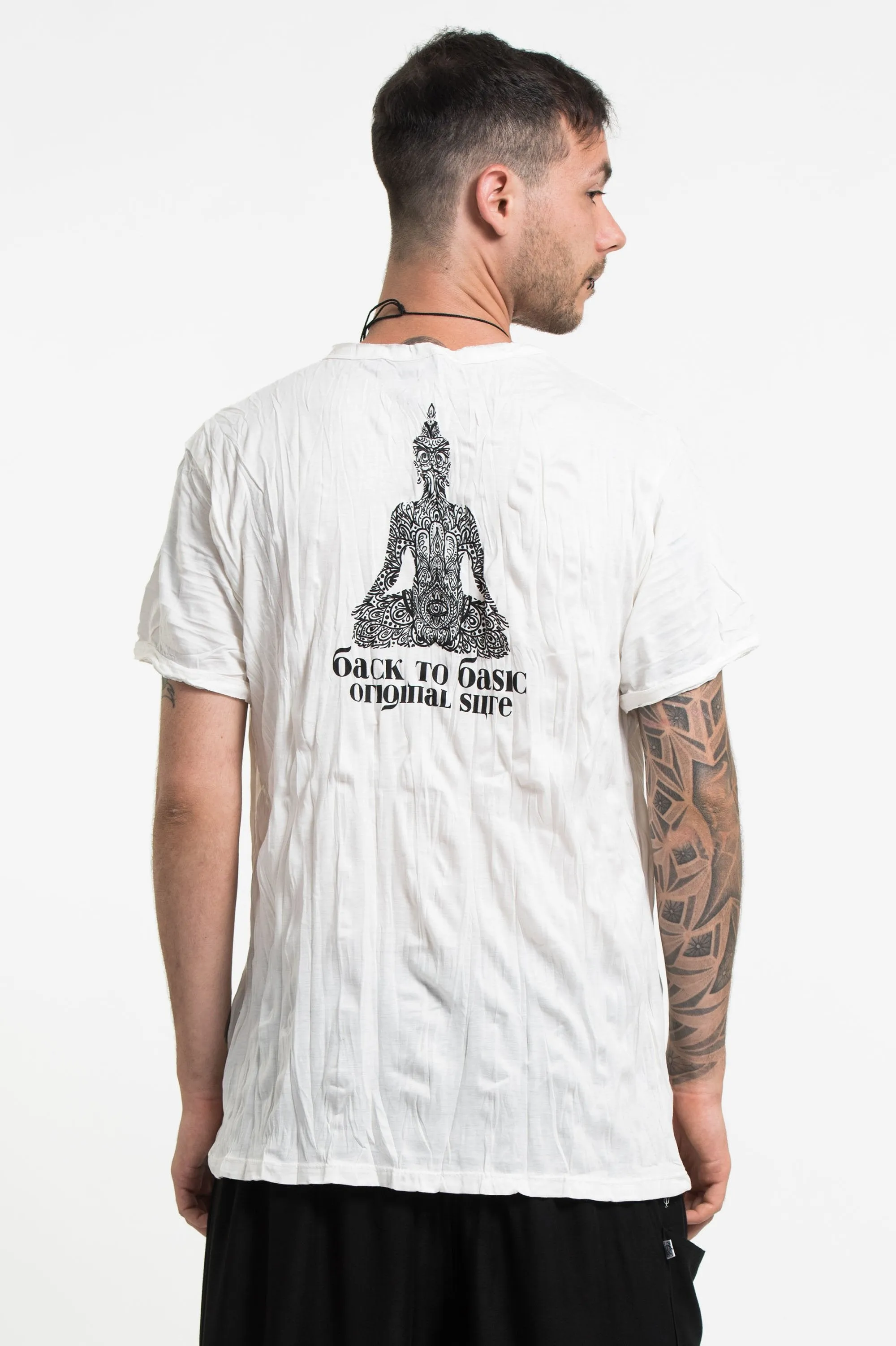 Sure Design Men's Hamsa Meditation T-Shirt White