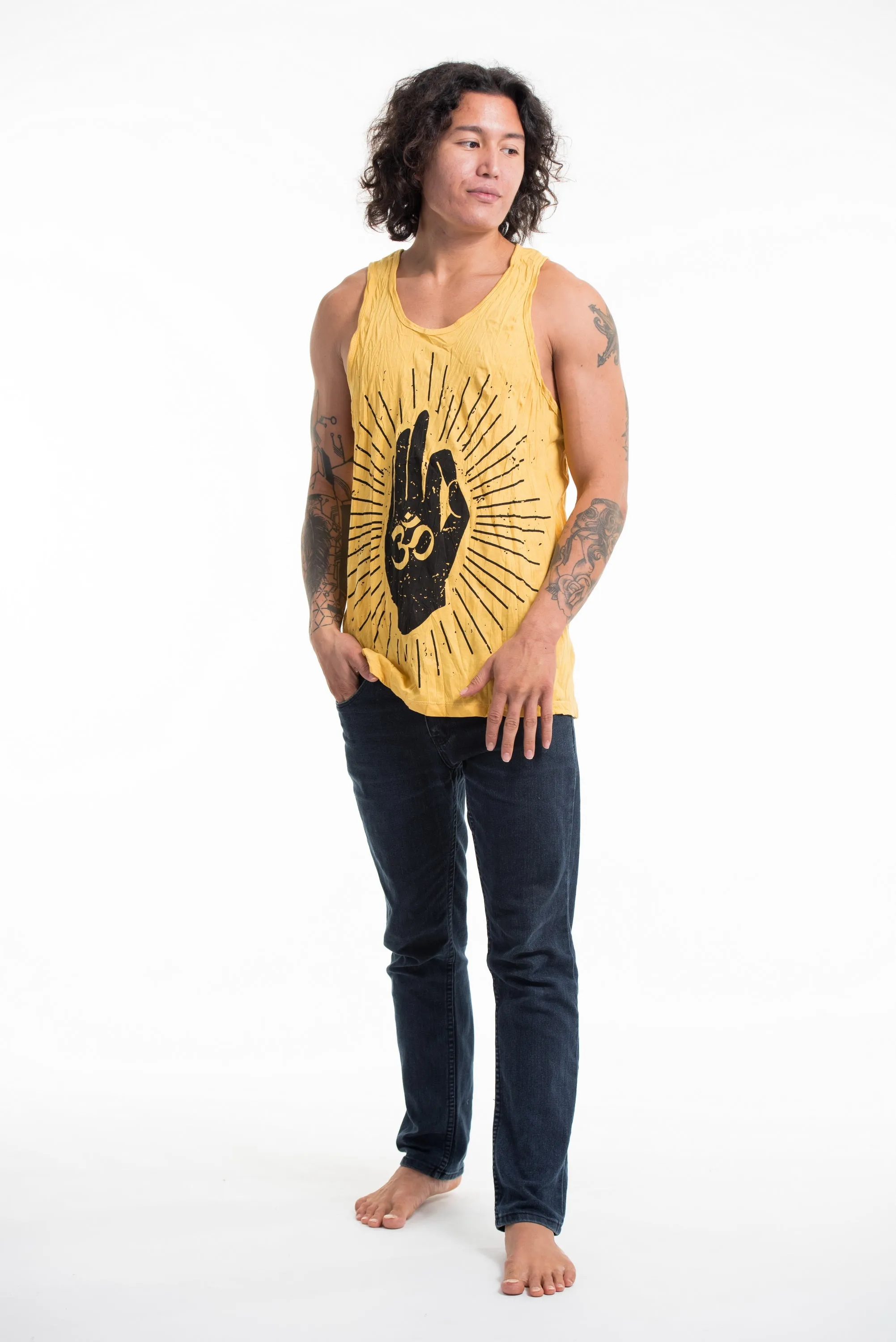 Sure Design Men's Hand of Om Tank Top Yellow